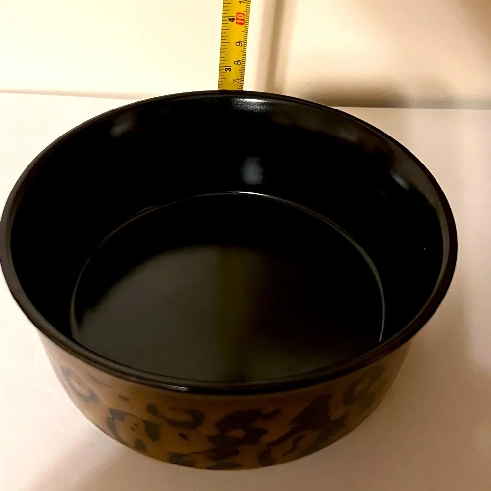 Gibson Black and Brown Animal Print Ceramic Bowl. NWOT